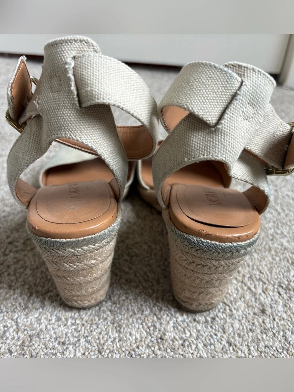 J.‎ Crew - Women’s Adjustable Ankle Strap Espadrilles Wedge - Size 6.5 - Tan